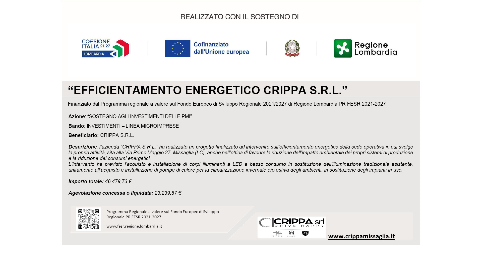 CRIPPA MISSAGLIA | Efficentamento energetico